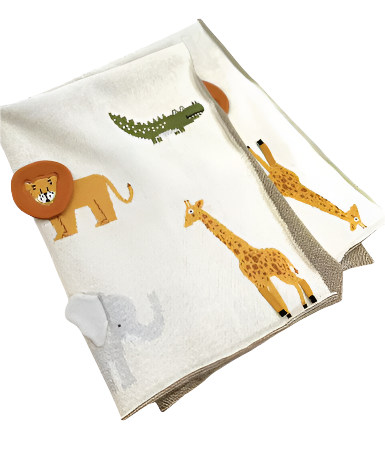 Organic Cotton Jacquard Sweater Knit Baby Blanket - Savannah Organic 3D