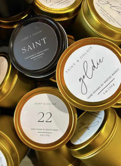Saint + Goldie Artisan Hand Poured Soy Candle: Goldie Tin Candle