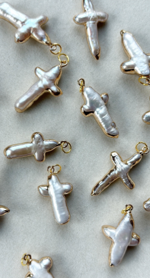 Mother of Pearl Cross Charm