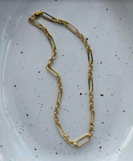 Link & Bar Gold Chain Necklace