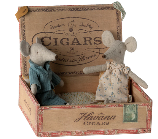 Mum and dad mice in cigarbox