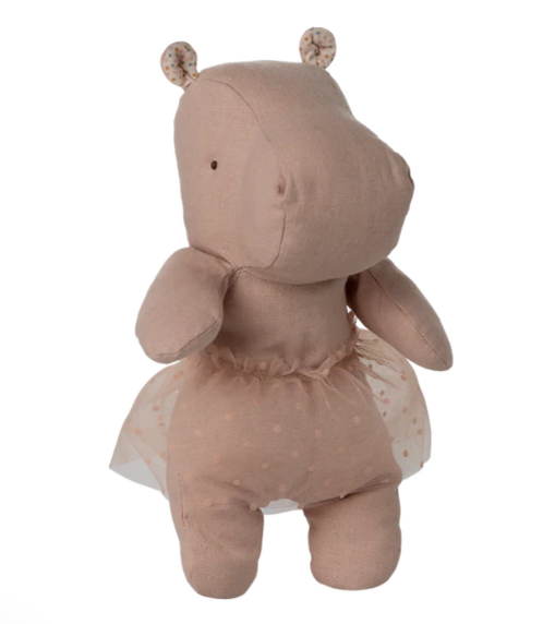 Safari friends, Hippo w. skirt, Small - Soft rose