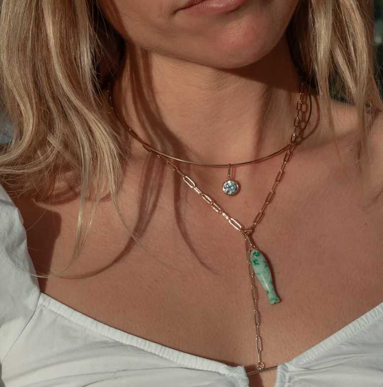 Fortuna Green Dot Fish Charm