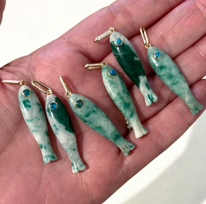 Fortuna Green Dot Fish Charm