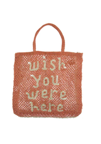 Wish You Were Here - Peach and natural Tote