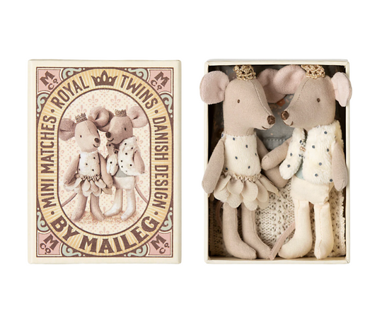 Royal twin mice, Little sister and brother in matchbox