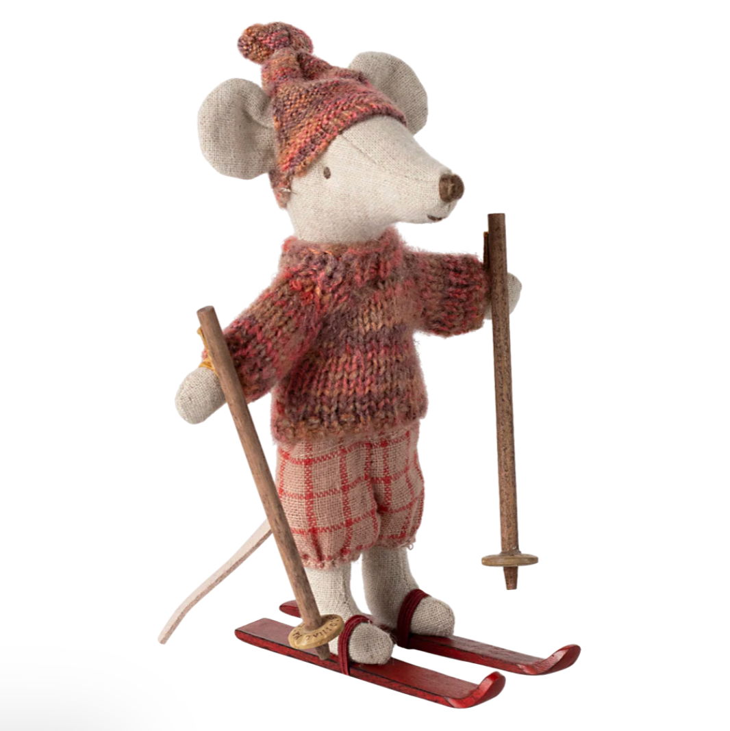 Winter mouse with ski set, Big sister - Rose