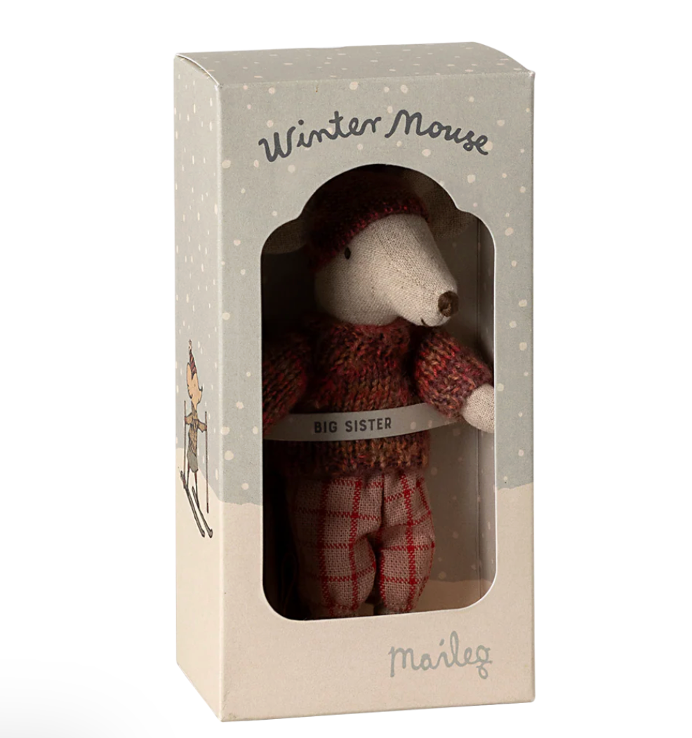 Winter mouse with ski set, Big sister - Rose