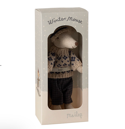 Winter mouse with ski set, Dad - Blue