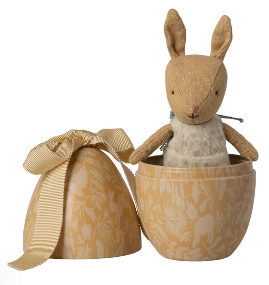 Easter egg with micro rabbit, Small - Cream yellow