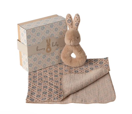 Rabbit rattle set - Cream peach