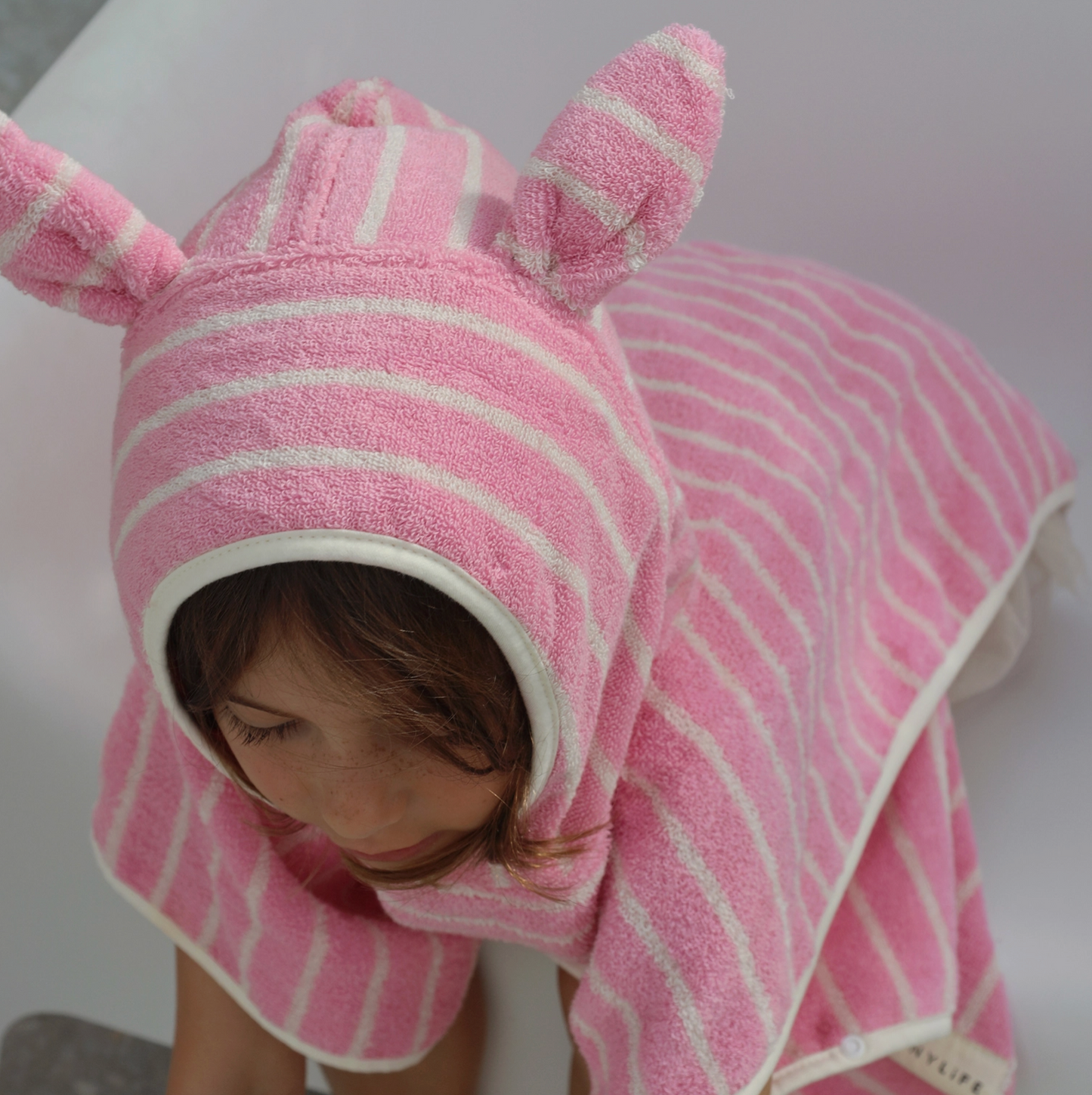Kids Hooded Towel - Cotton Candy Pink Stripe