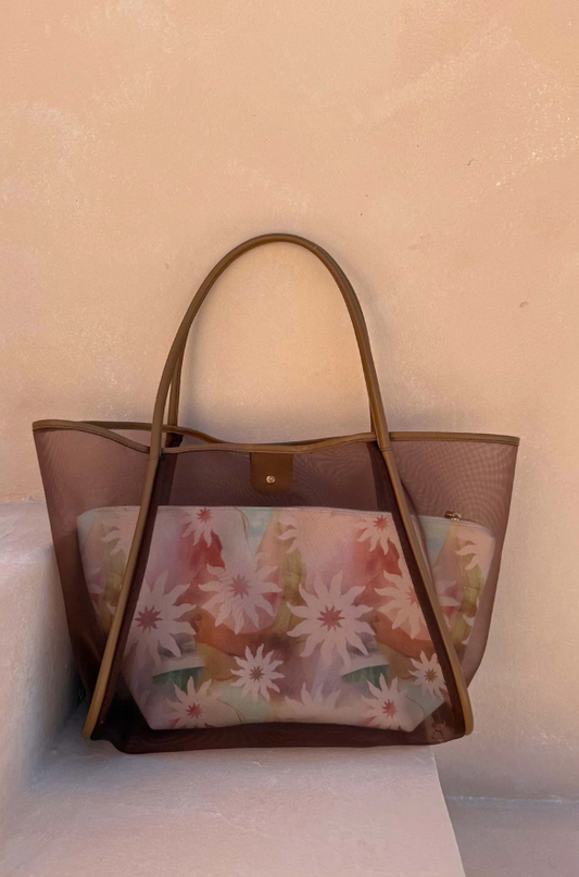 Soleil Tan Mesh Tote Bag