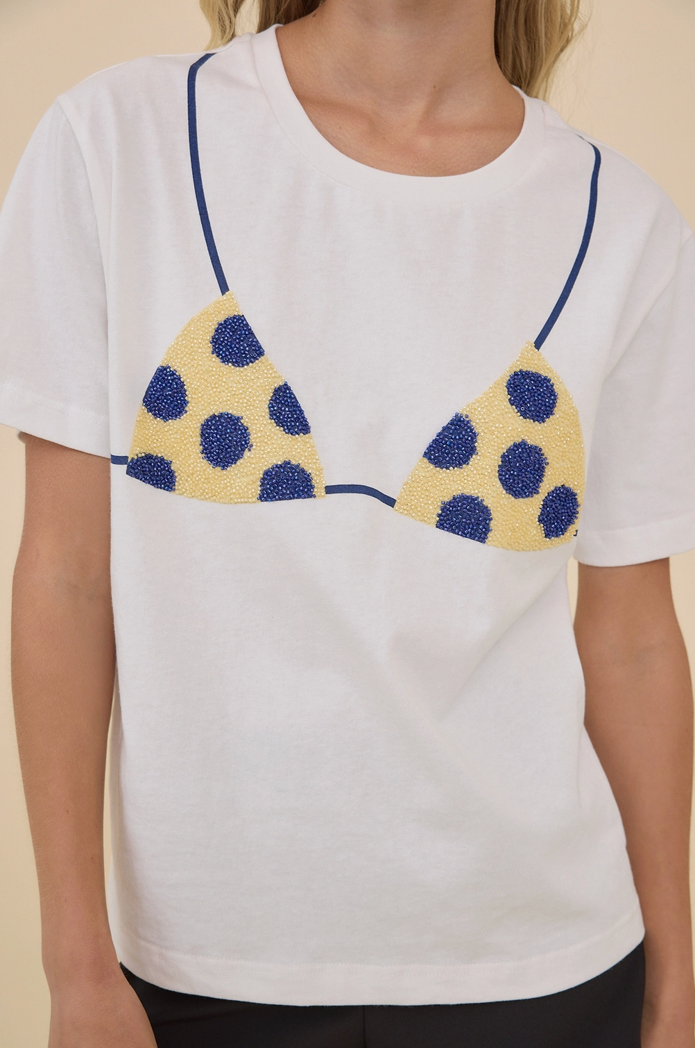 Caviar Bead Polka Dot Bra Tee