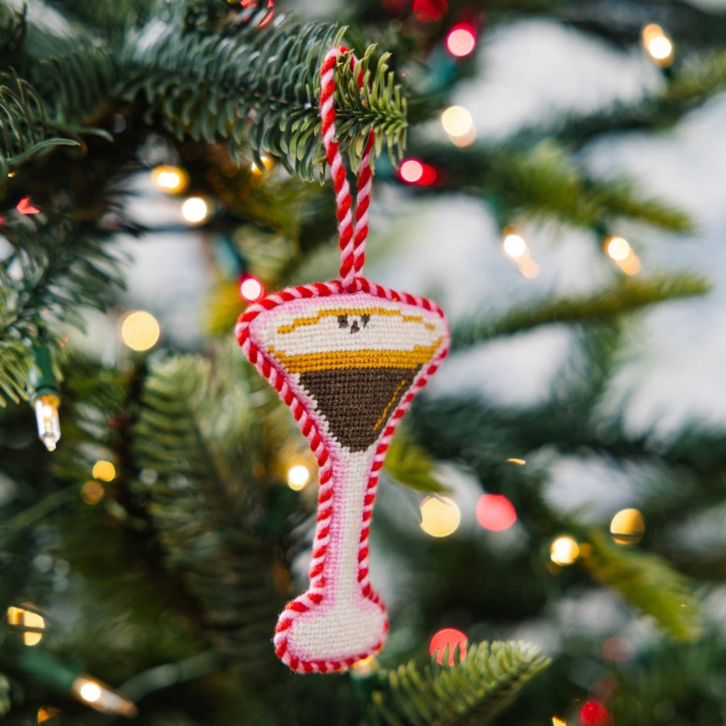 Needlepoint Icon Ornament - Espresso Martini