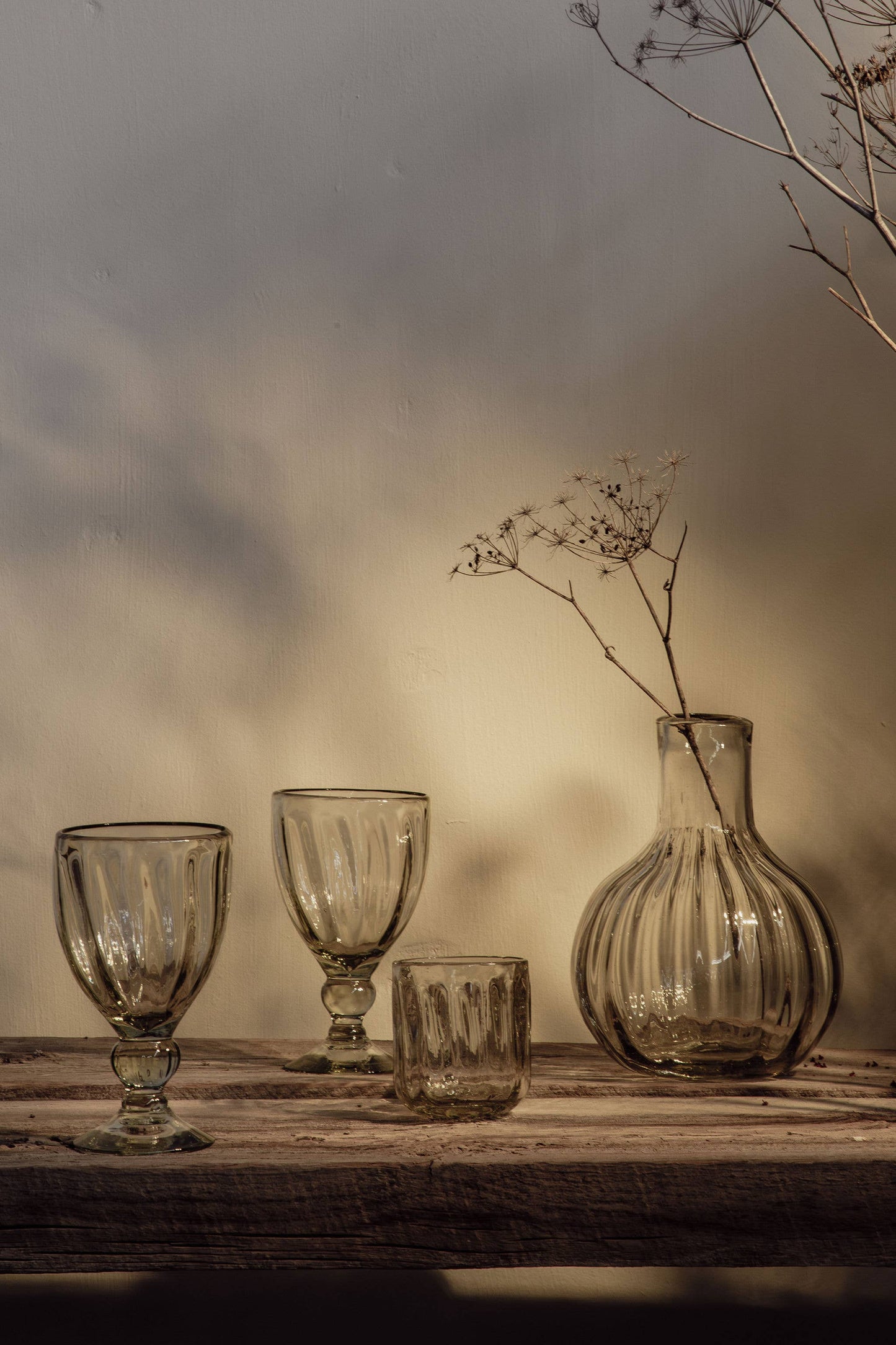 Handblown Fluted Carafe Set