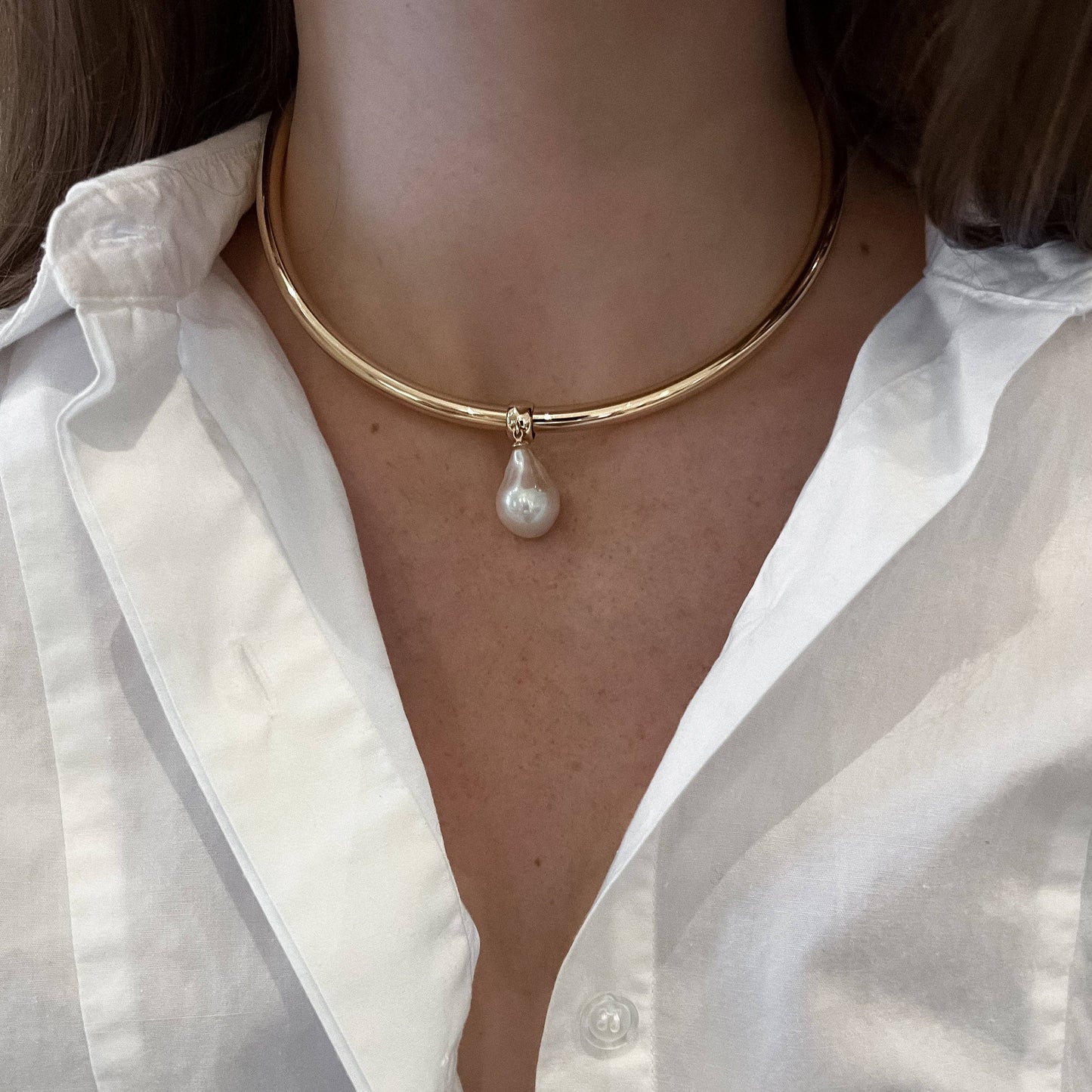 Talia Pearl Bail Charm: 14k Gold Plated