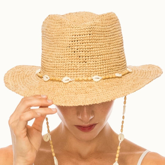Raffia Straw Shell Crochet Sun Hat