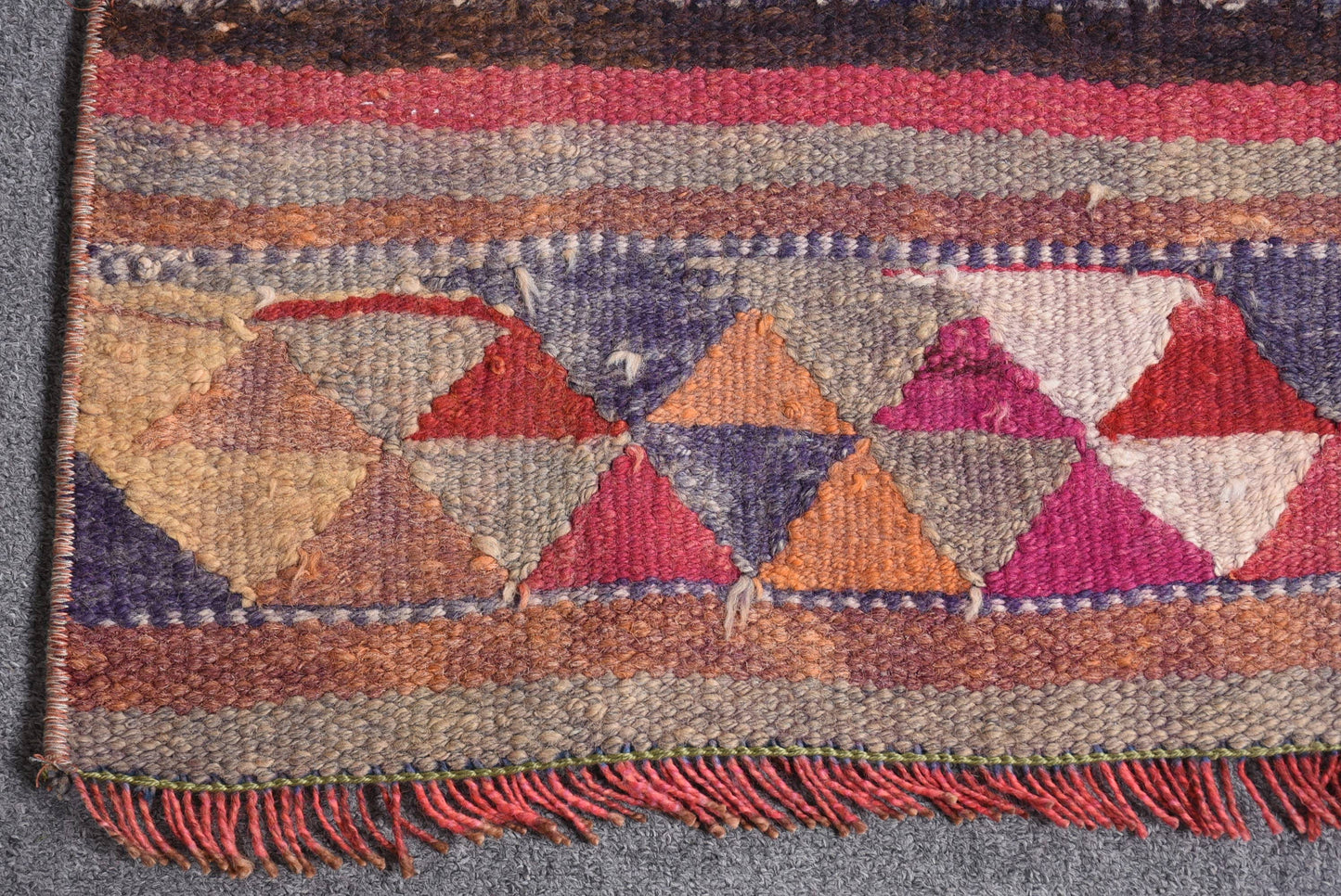 Handmade Orange Geometric Rug, 2.7x9.7 Ft Classic Area Rug