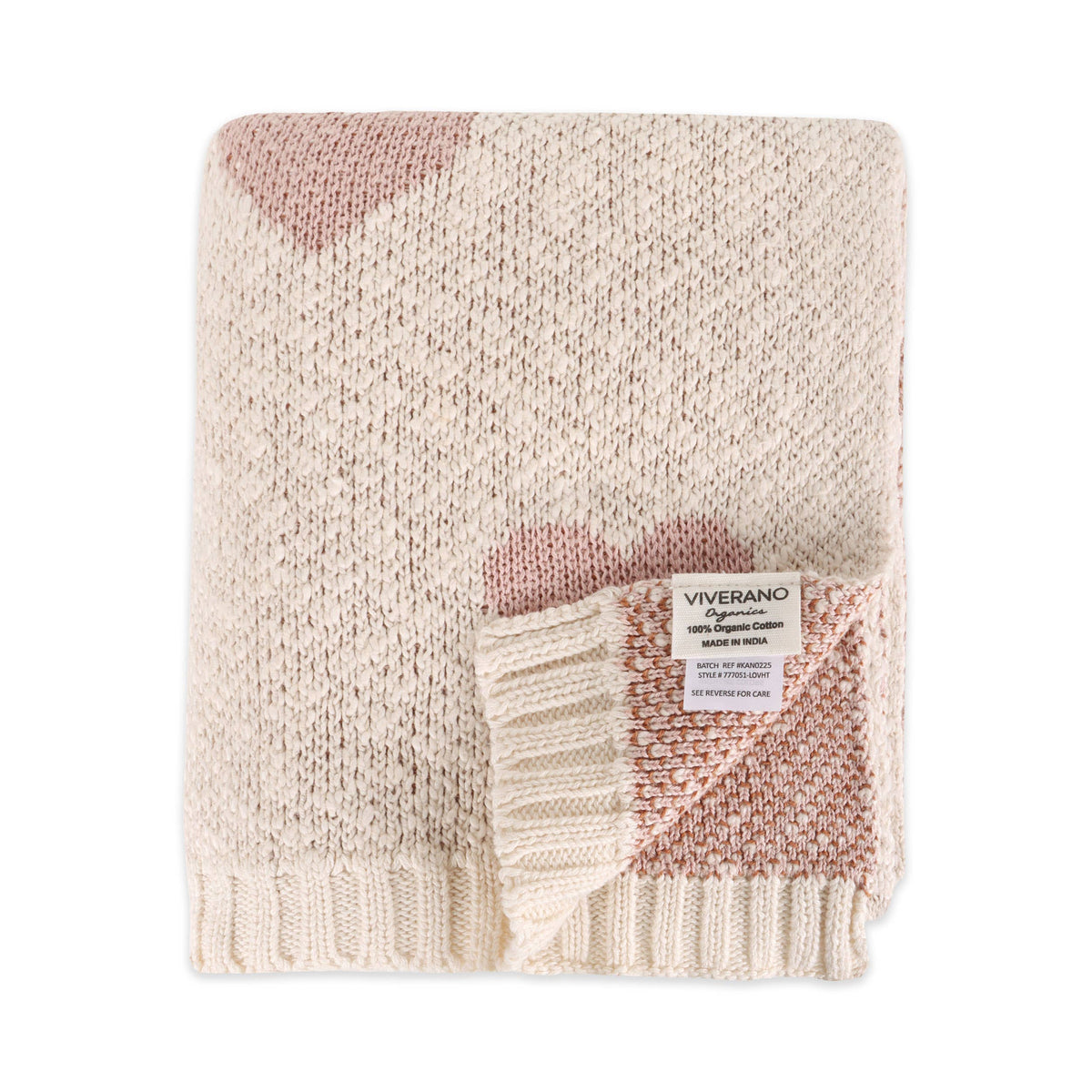 Loving Hearts - Organic Jacquard Sweater Knit Baby Blanket