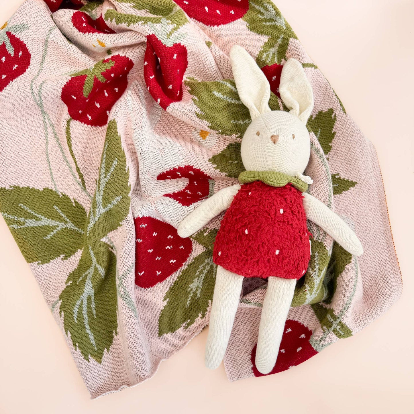 Blanket Strawberry Bunny Organic Baby Decor Summer Gift