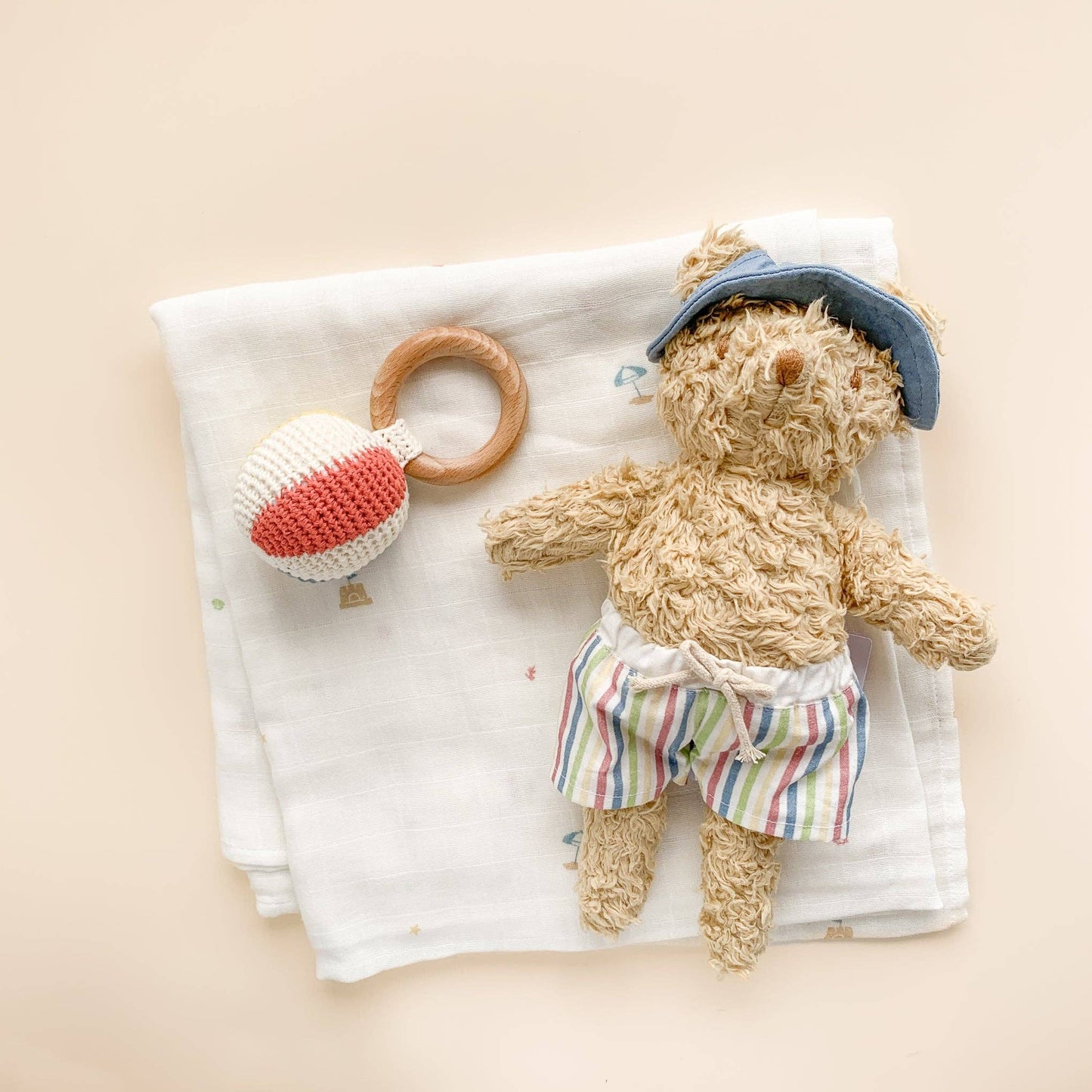 Plush Bear Beach Toy Ocean Coastal Summer Baby Kid Organic: Blue