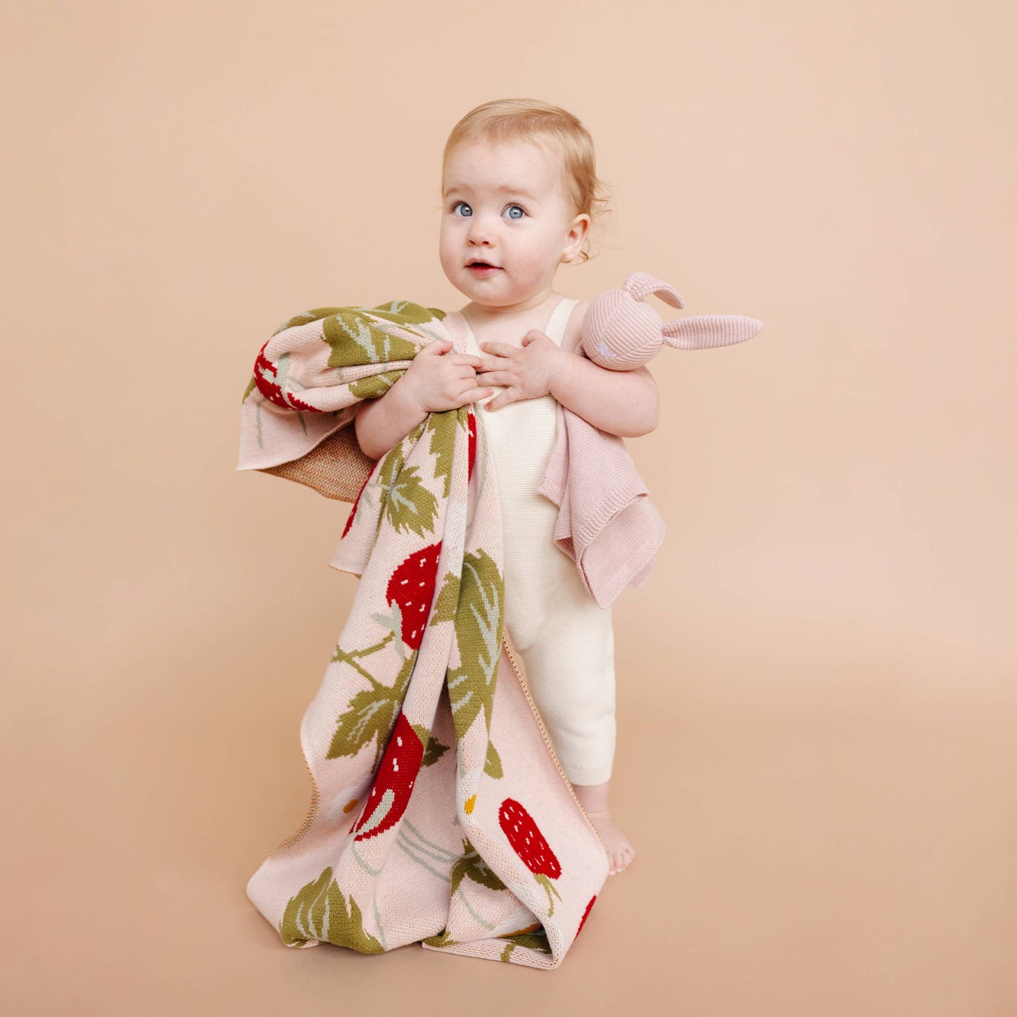 Blanket Strawberry Bunny Organic Baby Decor Summer Gift