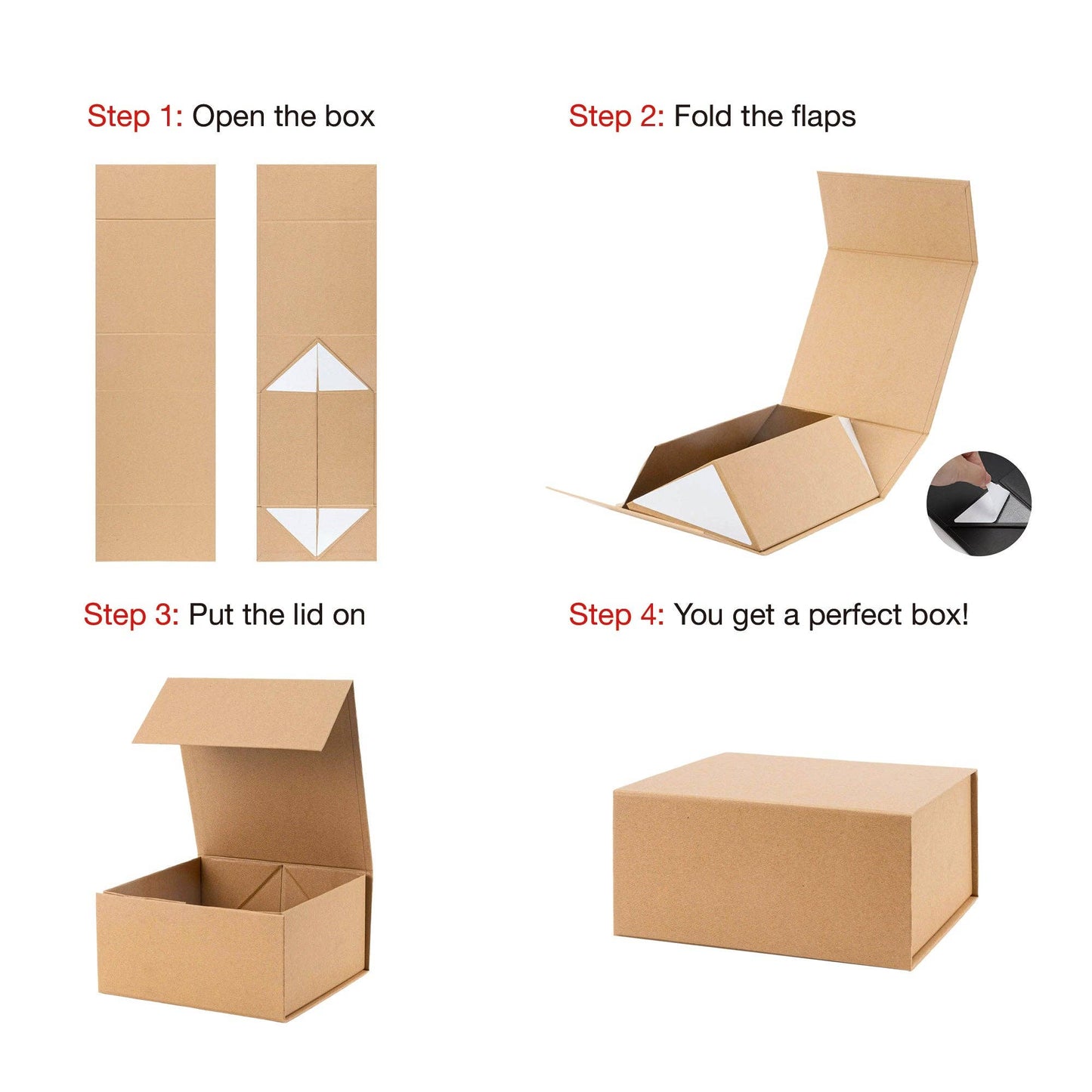 Collapsible Magnetic Kraft Gift Box 8x8x4