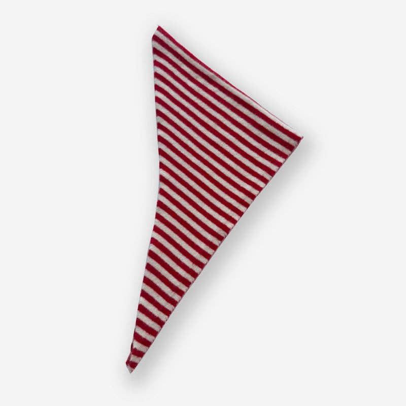 Striped Wool Triangle Scarf - Red and White