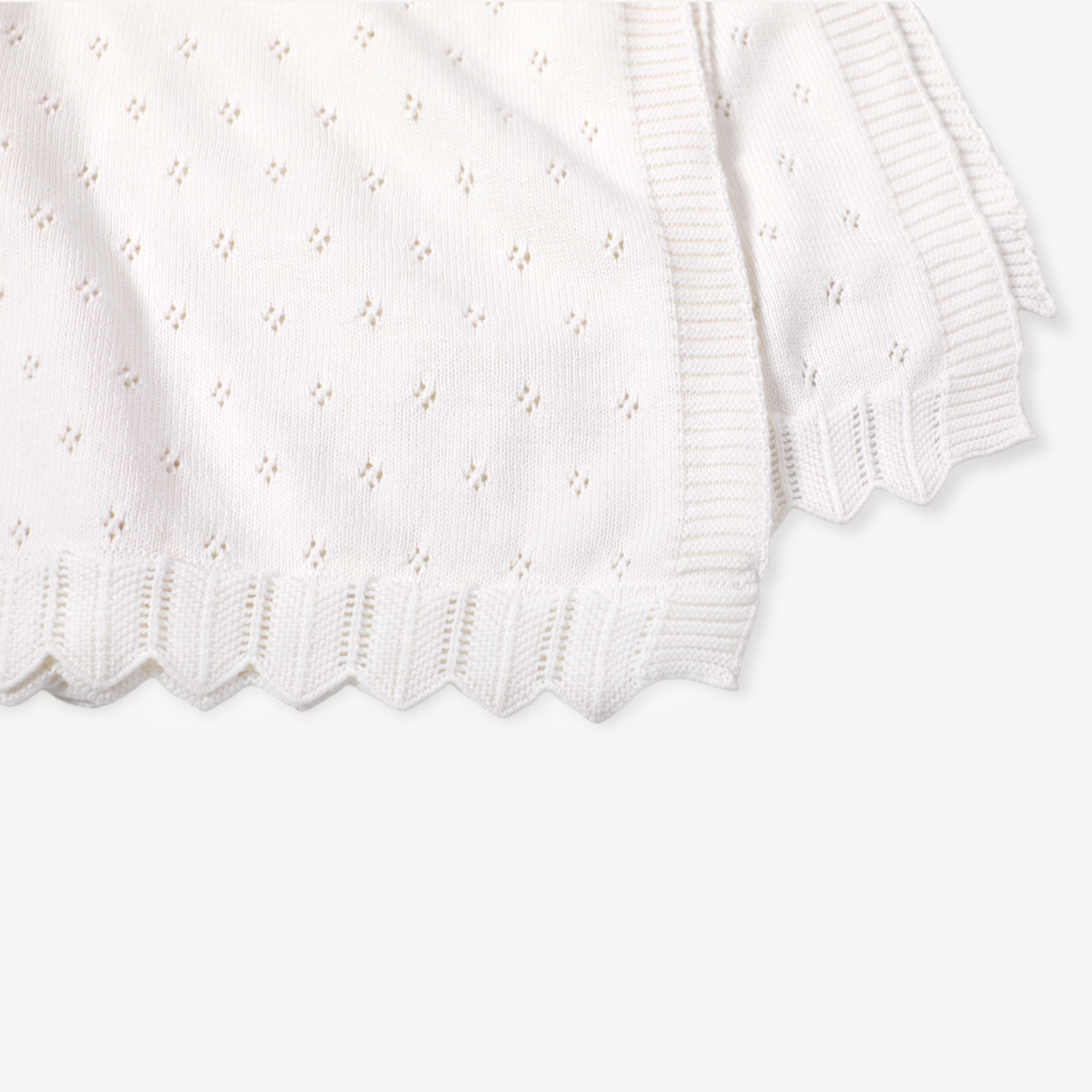 Dove White Classic Knit Baby Blanket: Ivory