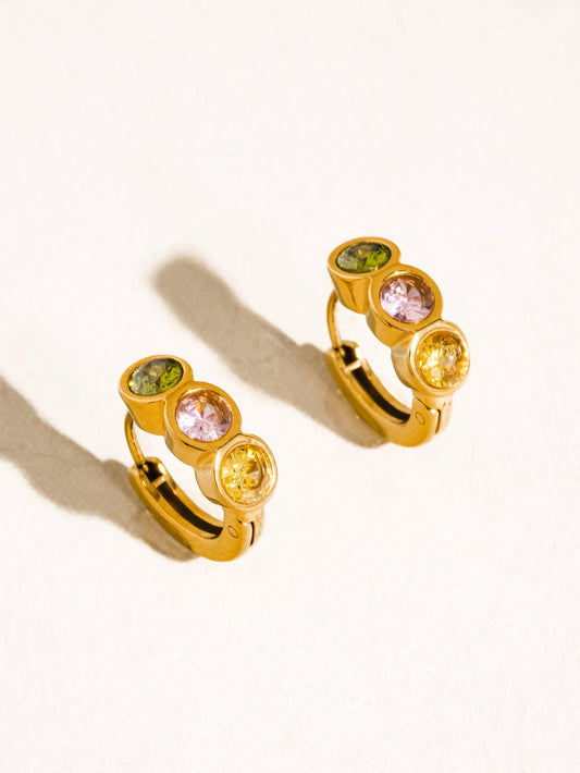 Azelia Colorful CZ Hoop Earrings: Multi-Colored
