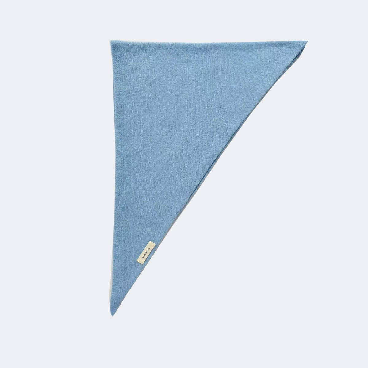 Wool Knitted Triangle Scarf: Light Blue
