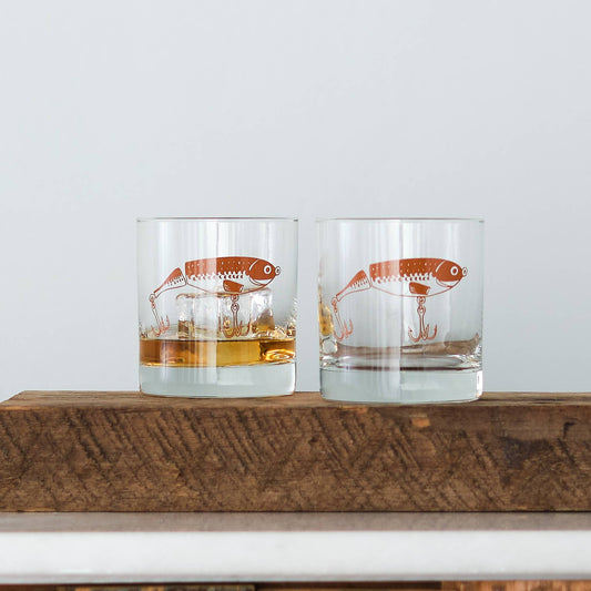 Fishing Lure Rocks Glasses: Jointed Lure - Red Clay