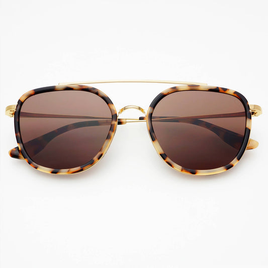 Weston Acetate Round Sunglasses: Milky Tortoise / Brown