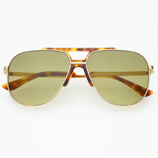Logan Acetate Aviator Sunglasses: Gold / Fade Green