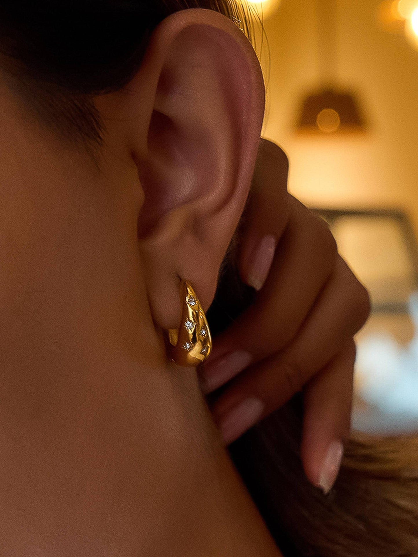 Solira Star Hoop Earring: Yellow Gold