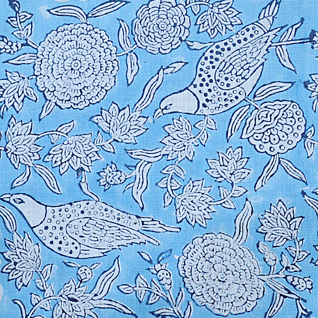 Blue Skies - Hand Block Printed Cotton Bandana