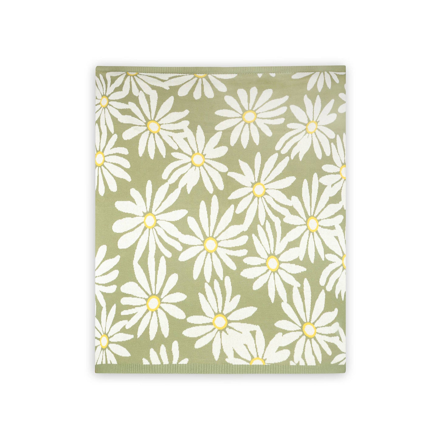 Organic Jacquard Knit Baby Blankets: Sage Green Wildflower