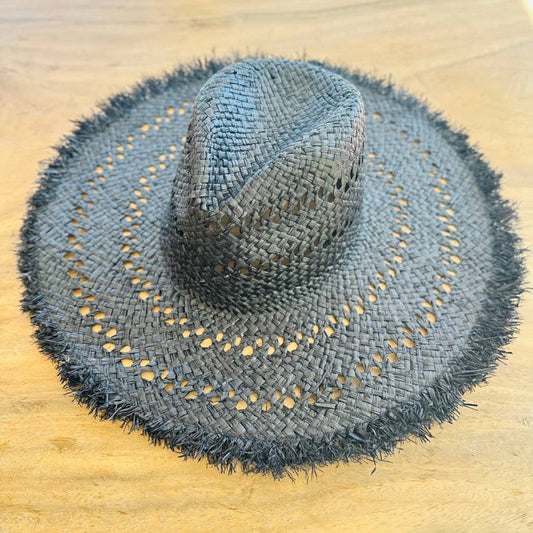 Raffia Summer Hand Woven Straw Hat: BLACK