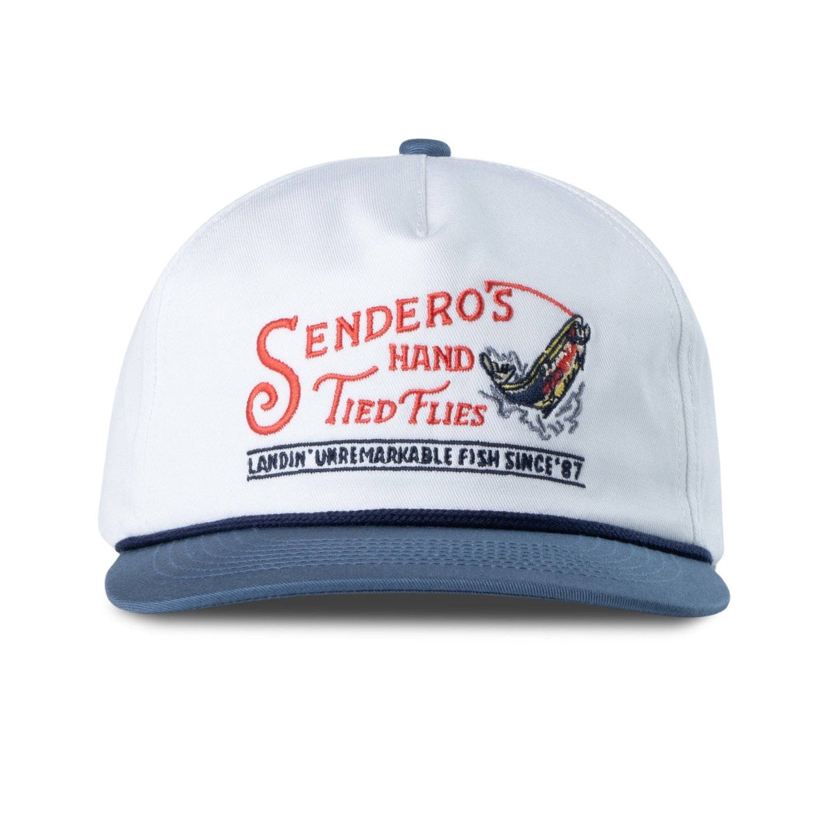 Hand Tied Flies Hat - White/Navy