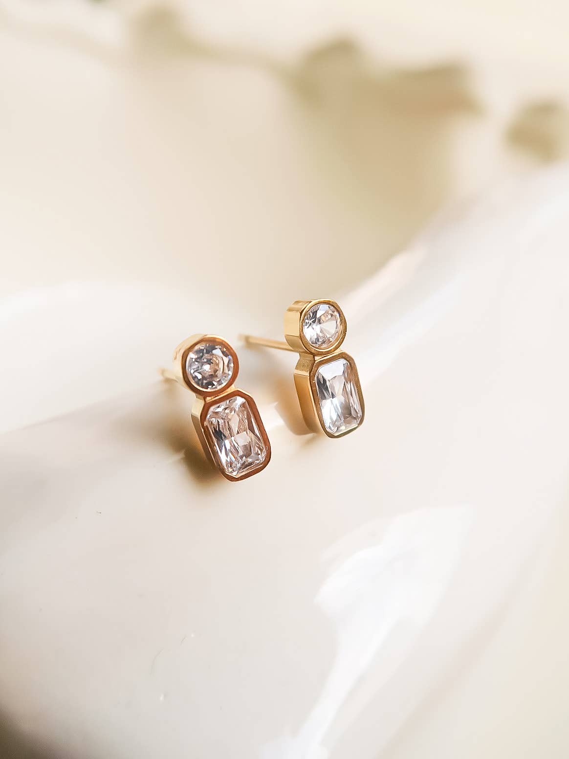 Zaid 18K Gold Non-Tarnish Mini CZ Stud: Yellow Gold