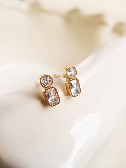 Zaid 18K Gold Non-Tarnish Mini CZ Stud: Yellow Gold