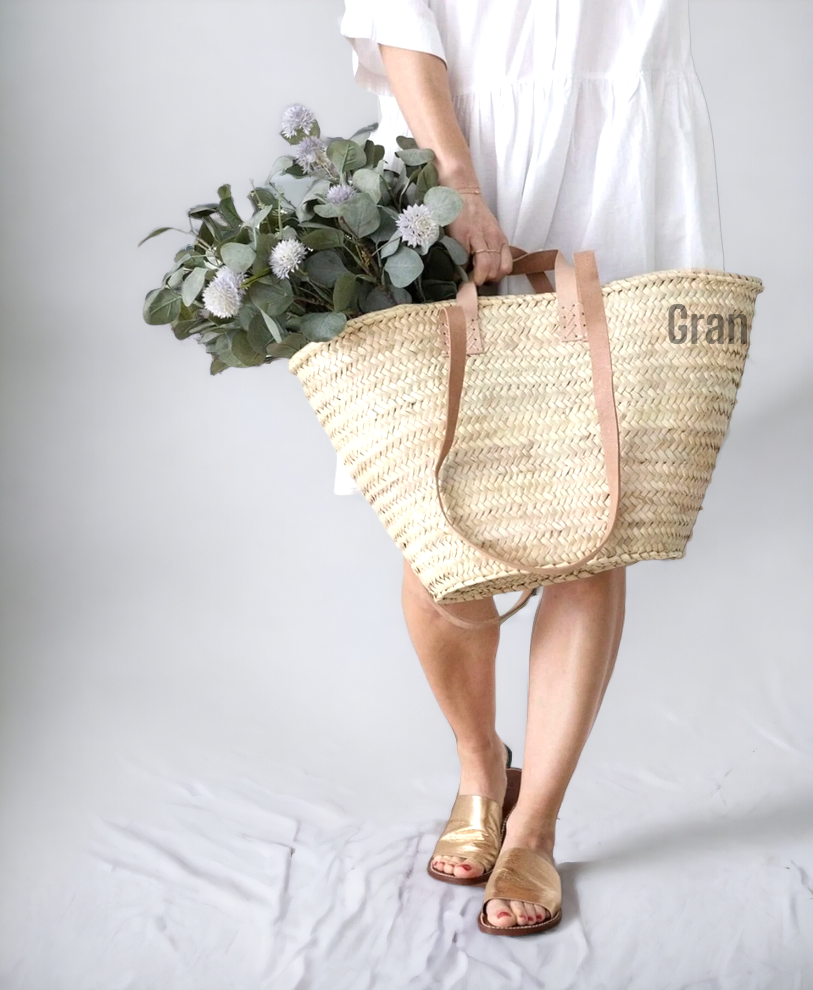 French Market Basket Tote: Brown