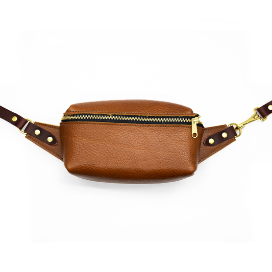 Zip It Sling Bag: British Tan / Oxblood