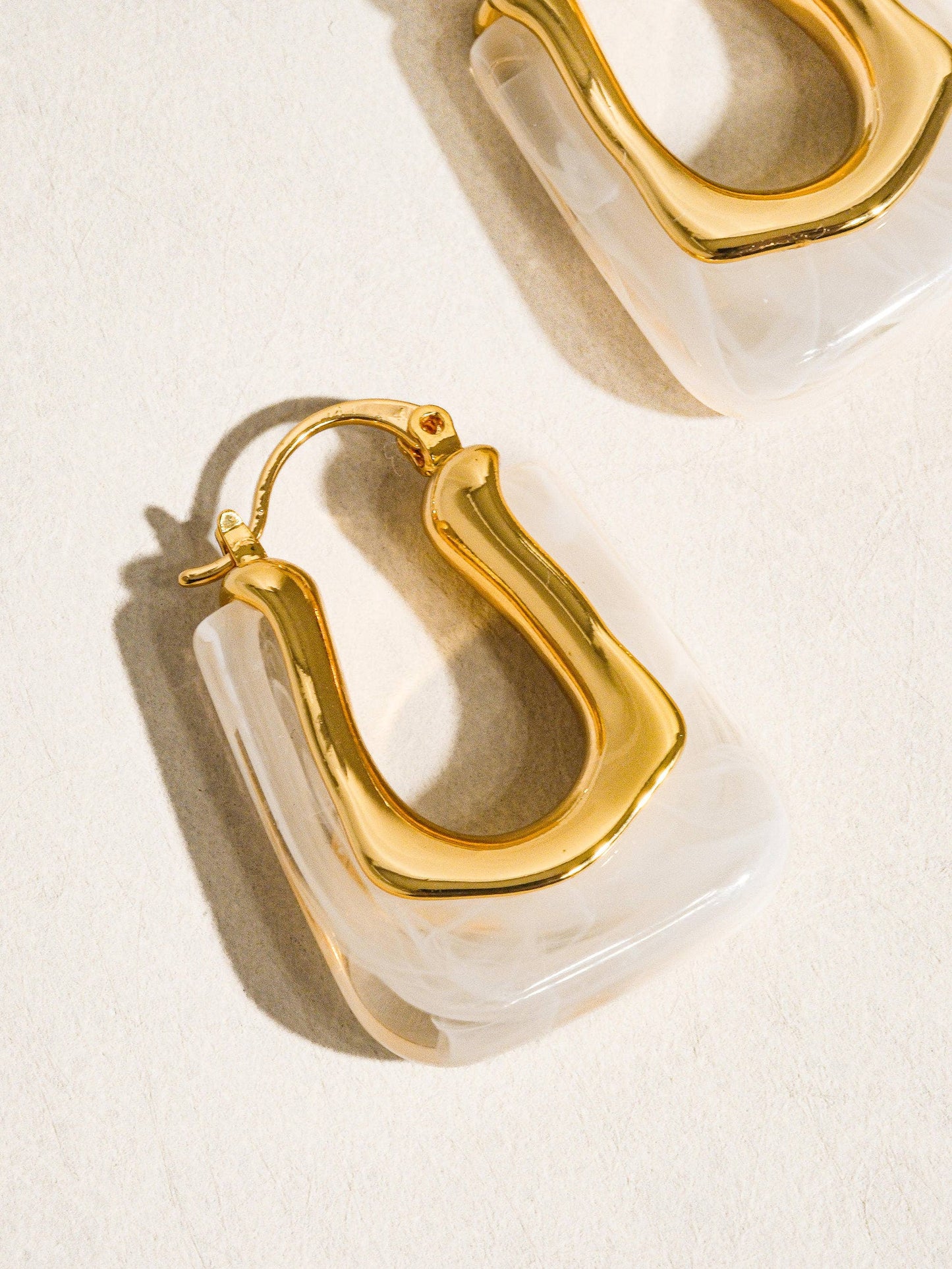 Talia U-Shaped Boho Hoop Earring: White