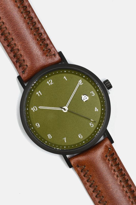 Drew - Olive: Brown Leather