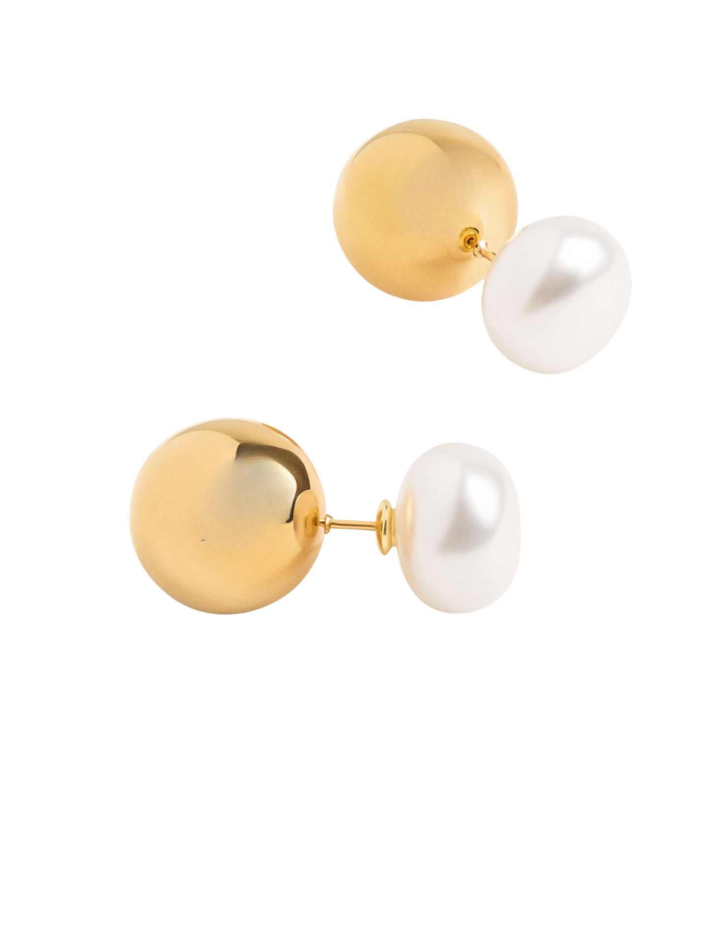 Day to Night-Pearl & Gold Double Stud Steel Earring