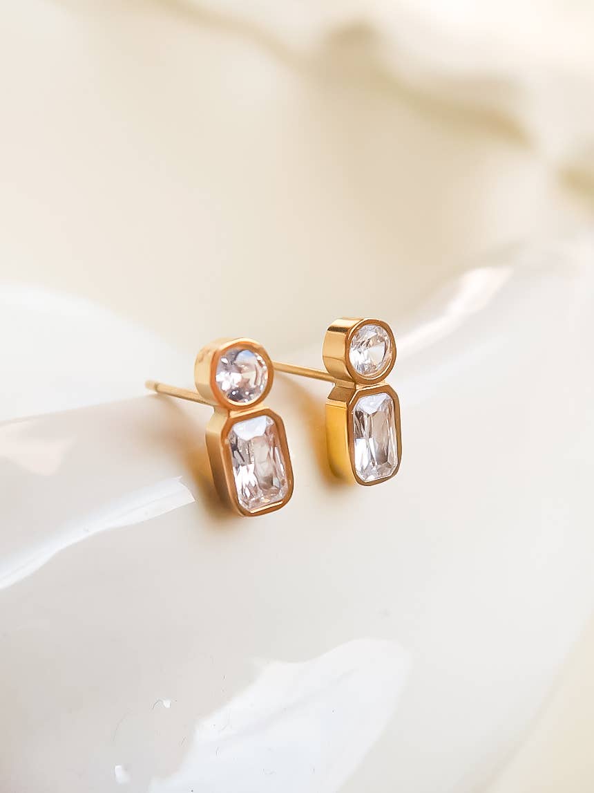 Zaid 18K Gold Non-Tarnish Mini CZ Stud: Yellow Gold