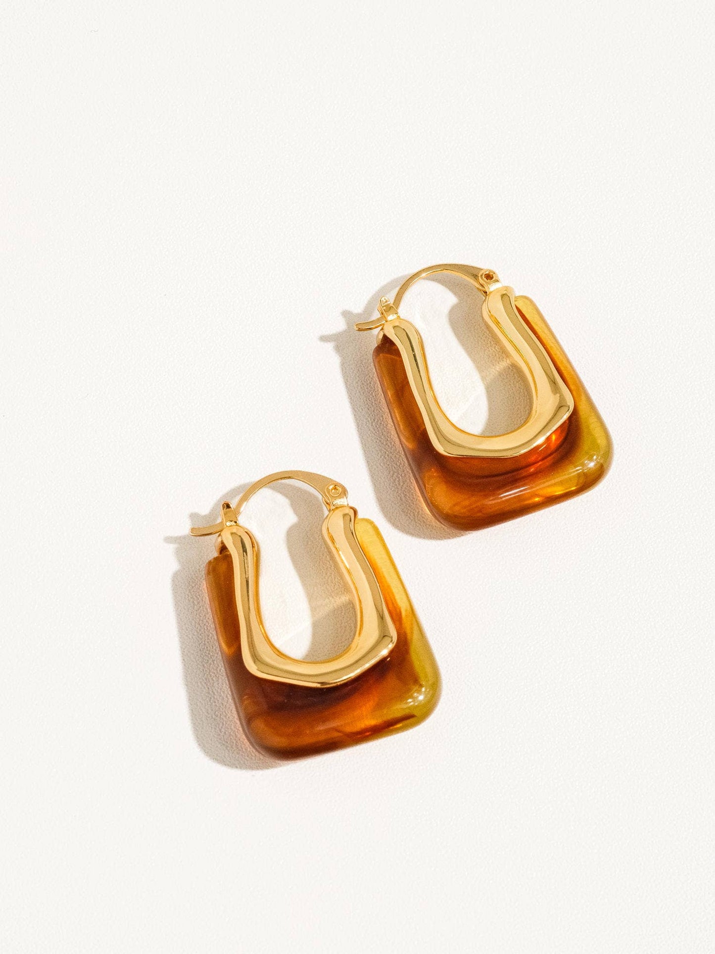Talia Gold U-Shaped Boho Hoop Earring: Red