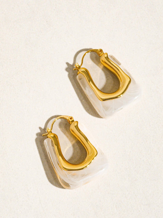 Talia U-Shaped Boho Hoop Earring: White